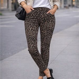 J.Crew Winnie Pant Leopard Print Side Zip Ankle Crop Pants Women’s Size 0